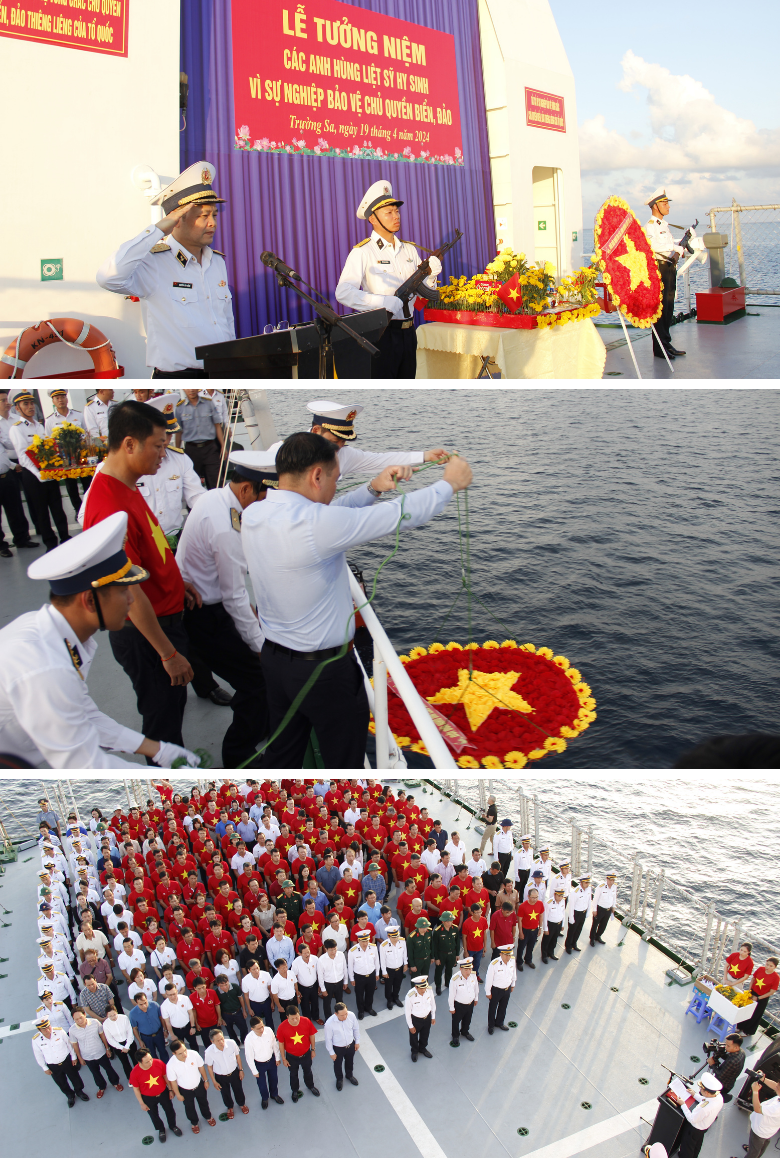 Đoàn công tác số 9 tổ chức Lễ tưởng niệm các anh hùng liệt sỹ vì sự nghiệp bảo vệ chủ quyền biển, đảo trên Tàu KN-491.