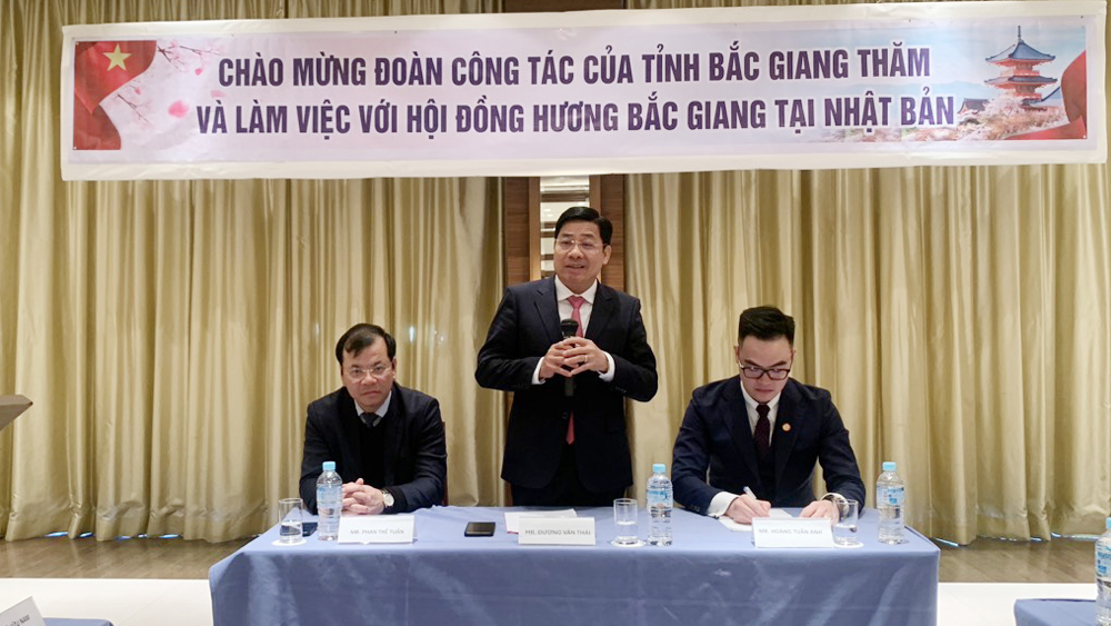 Bí thư Tỉnh uỷ Dương Văn Thái phát biểu tại buổi gặp gỡ Hội đồng hương Bắc Giang tại Nhật Bản.