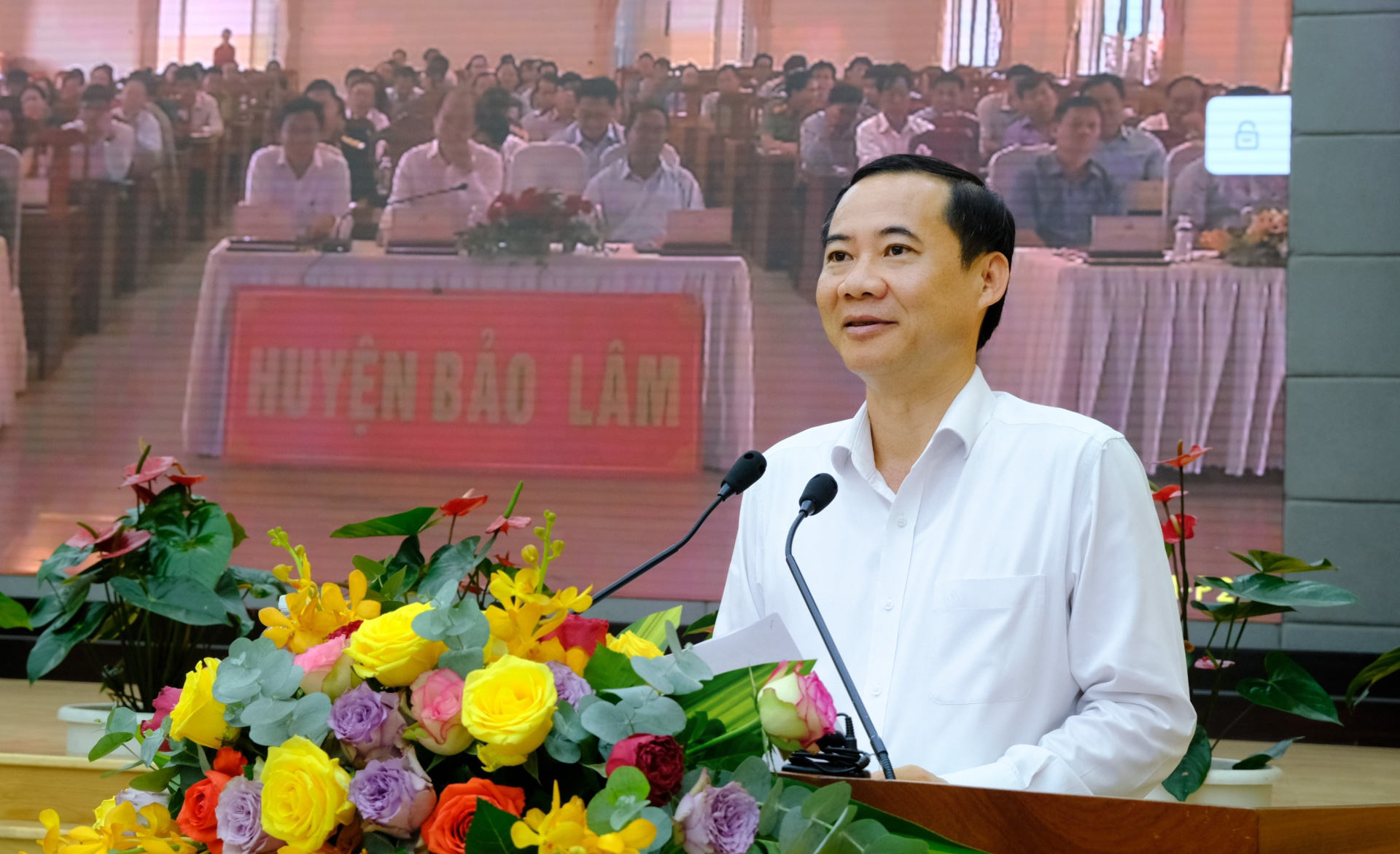 Đồng chí Nguyễn Thái Học - Quyền Bí thư Tỉnh ủy phát biểu kết luận Hội nghị