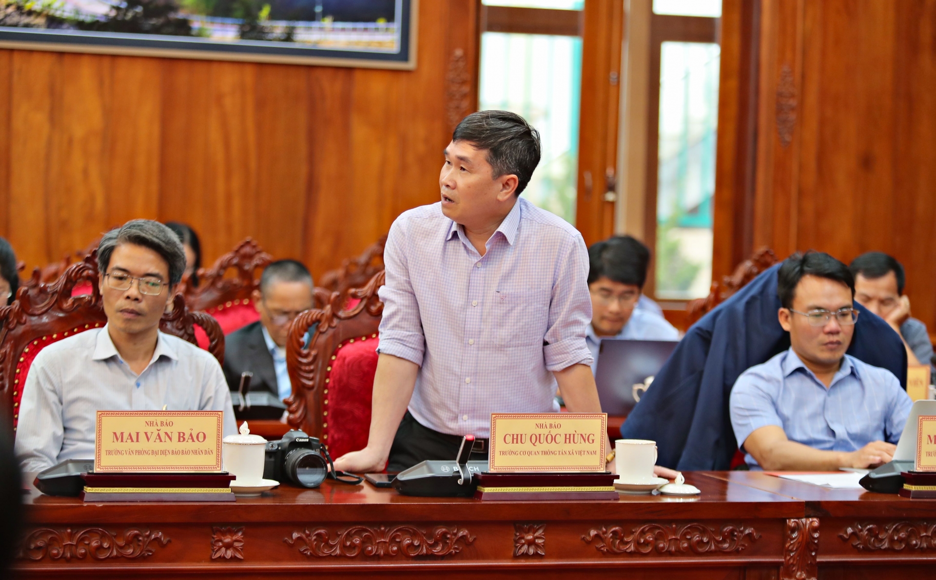 Nhà báo Chu Quốc Hùng, Trưởng đại diện cơ quan thường trú Thông tấn xã Việt Nam tại Lâm Đồng phát biểu