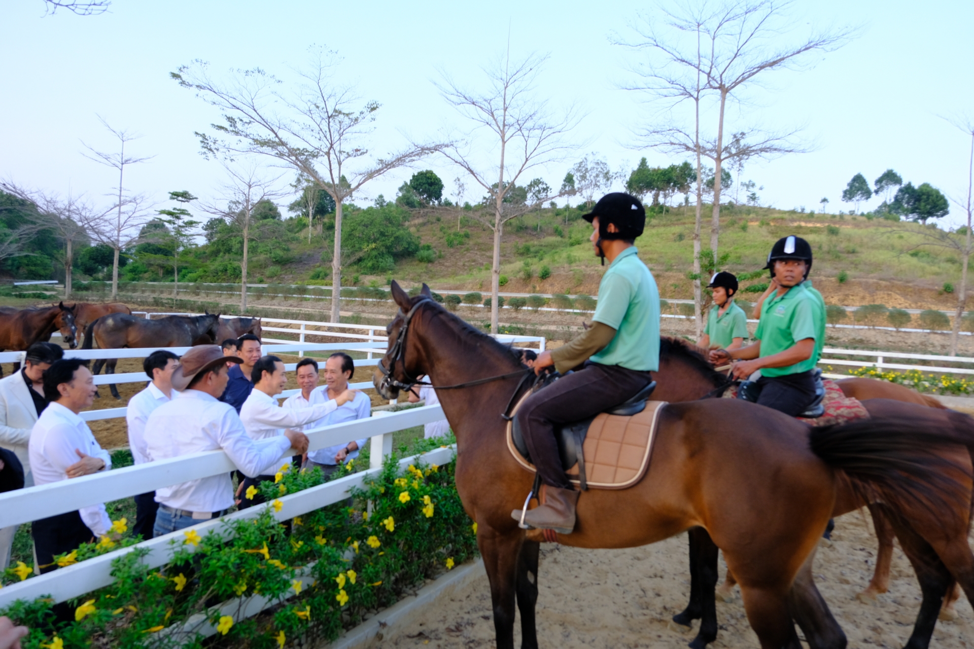 Đồng chí Nguyễn Thái Học đi thực tế tại dự án Trường đua ngựa Thiên Mã. 