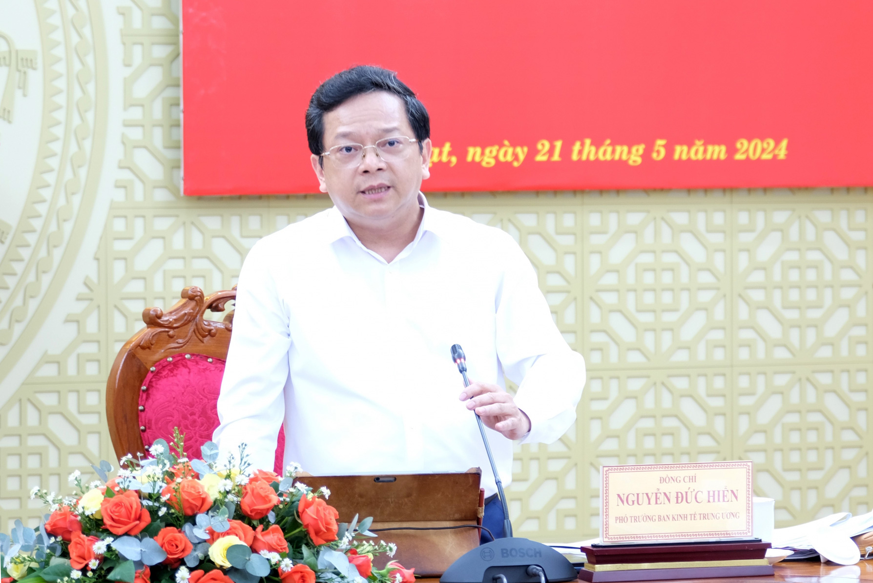 Đồng chí Nguyễn Đức Hiển - Phó Trưởng Ban Kinh tế Trung ương phát biểu định hướng nội dung buổi làm việc