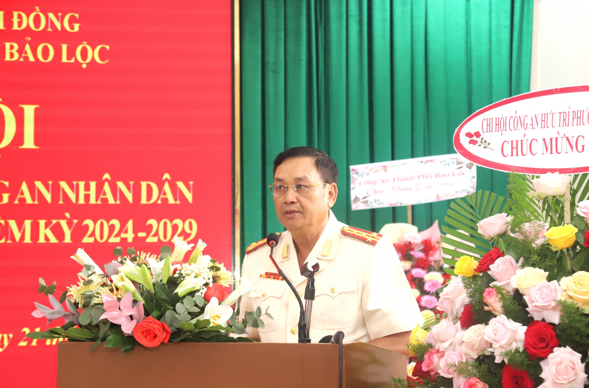 Đại tá Đào Ngọc Cần - Phó Chủ tịch Hội Cựu Công an Nhân dân tỉnh Lâm Đồng phát biểu chỉ đạo tại Đại hội