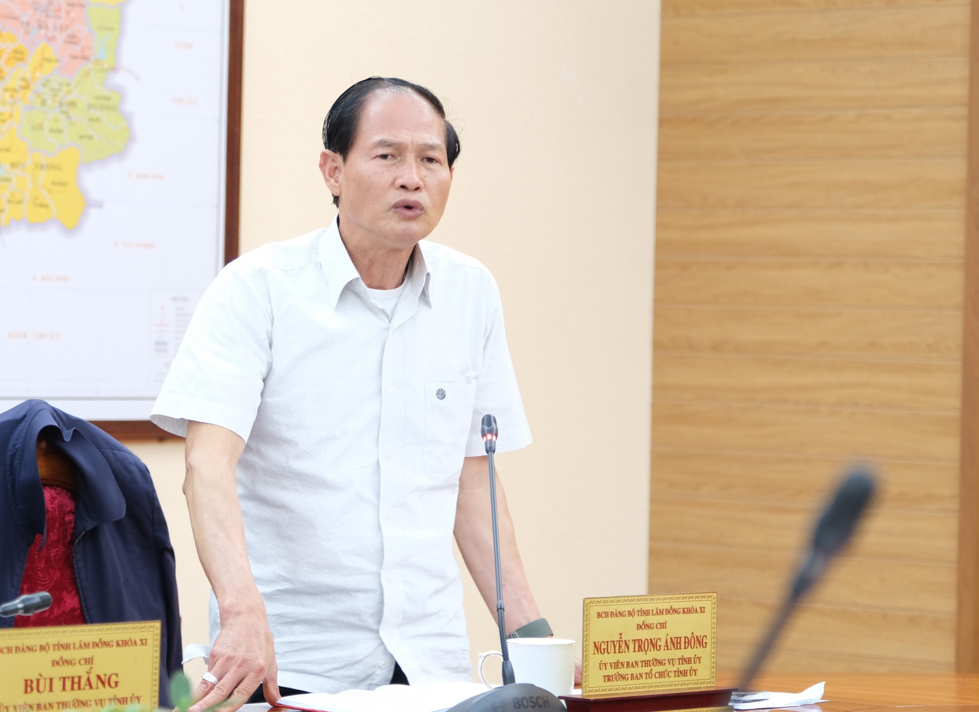 Trưởng Ban Tổ chức Tỉnh ủy Nguyễn Trọng Ánh Đông phát biểu tại buổi làm việc
