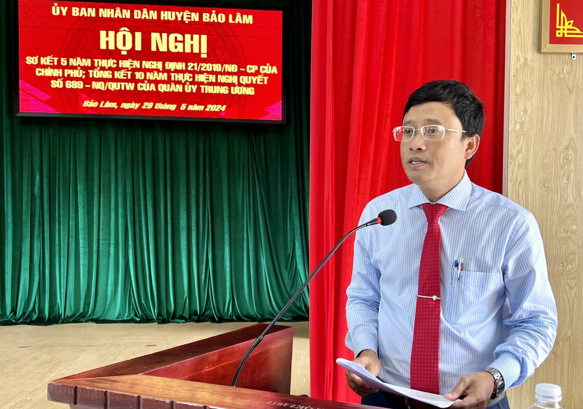 Chủ tịch UBND huyện Bảo Lâm Trương Hoài Minh phát biểu chỉ đạo hội nghị