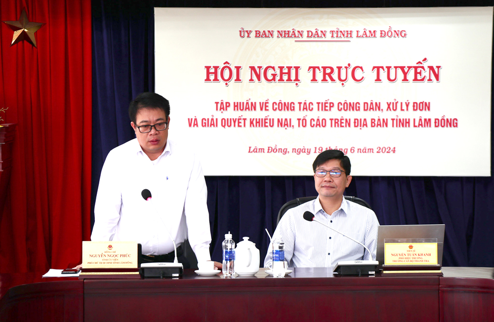 Đồng chí Nguyễn Ngọc Phúc - Phó Chủ tịch UBND tỉnh phát biểu tại hội nghị