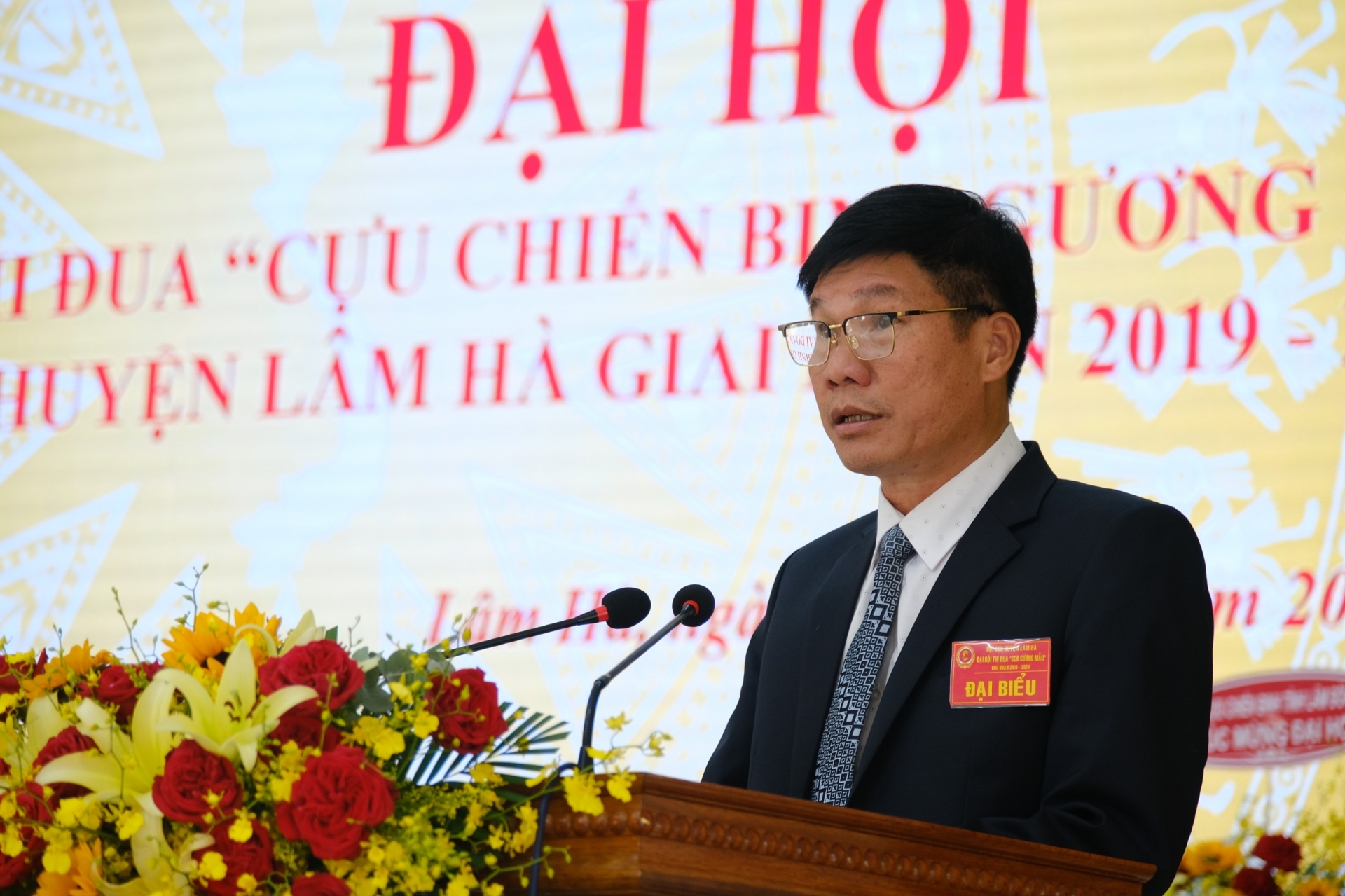 Đồng chí Nguyễn Văn Tân - Phó Bí thư Thường trực Huyện ủy Lâm Hà phát biểu chỉ đạo Đại hội