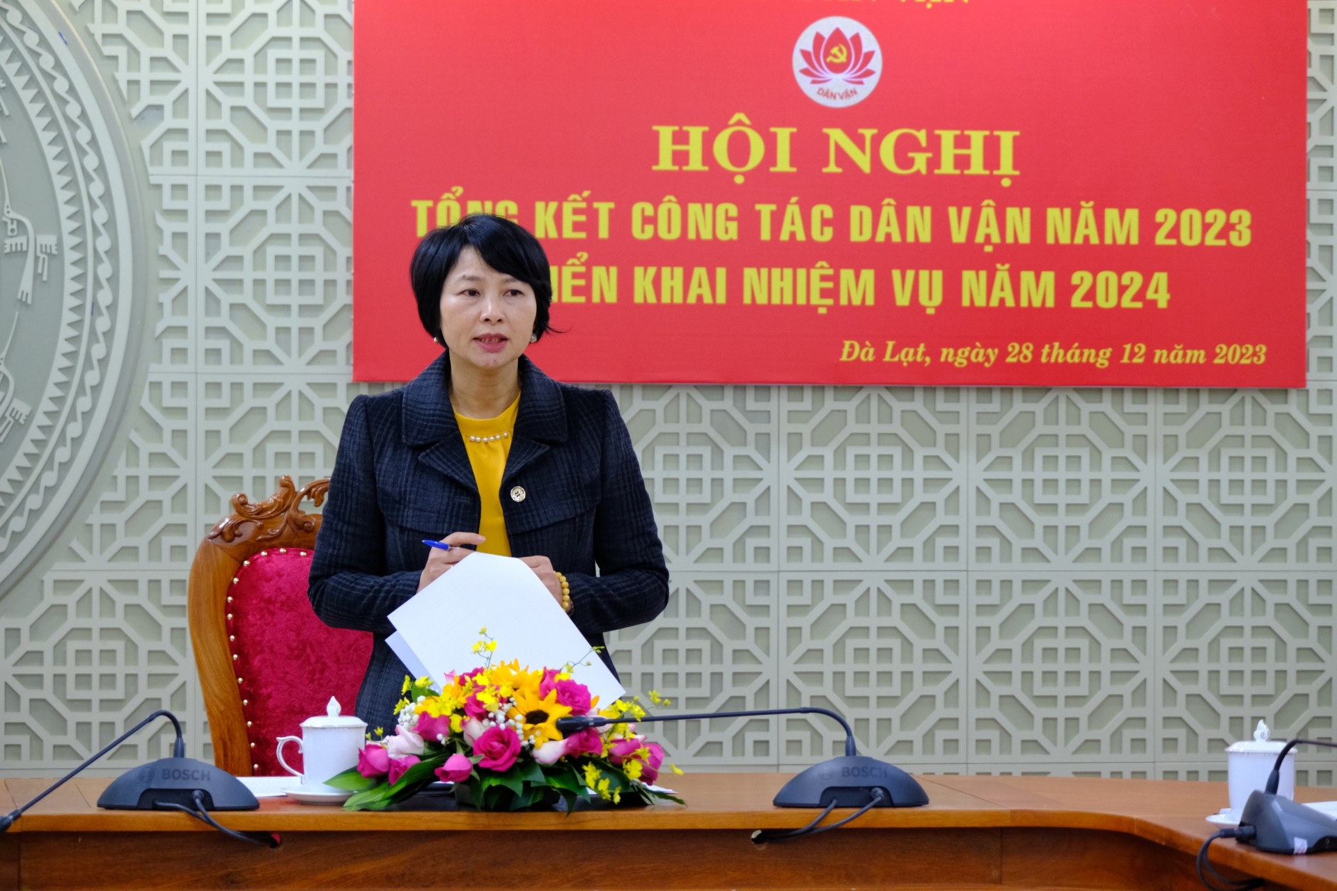 Đồng chí Phạm Thị Phúc - Ủy viên Ban Thường vụ, Trưởng Ban Dân vận Tỉnh ủy chủ trì Hội nghị