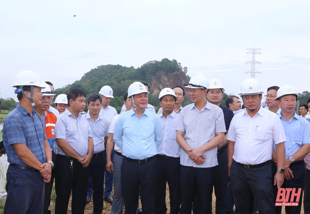 Bộ trưởng Bộ Công Thương Nguyễn Hồng Diên kiểm tra dự án đường dây 500kV Nhà máy Nhiệt điện Nam Định I - Thanh Hóa 