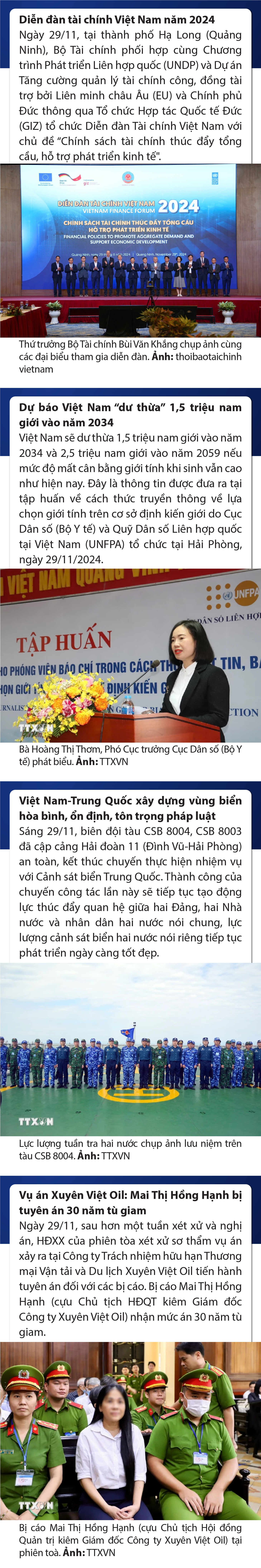 Sự kiện nổi bật trong nước, quốc tế ngày 29/11