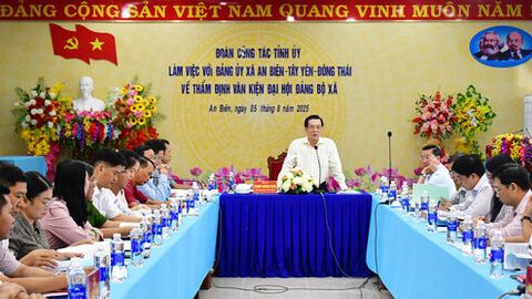 Trưởng ban Tổ chức Tỉnh ủy làm việc với các xã Đông Thái, Tây Yên và An Biên