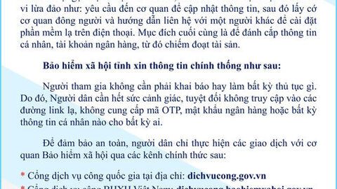 Bảo hiểm xã hội tỉnh An Giang cảnh báo lừa đảo đối với cán bộ hưu trí