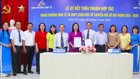 UBND phường Vĩnh Tế và VNPT Châu Đốc ký kết thỏa thuận hợp tác chuyển đổi số giai đoạn 2025 - 2030