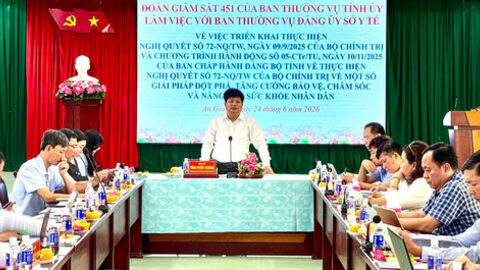 Đoàn giám sát của Ban Thường vụ Tỉnh ủy An Giang giám sát Đảng ủy Sở Y tế
