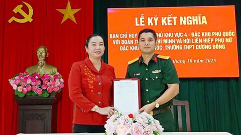 Ban Chỉ huy Phòng thủ khu vực 4 ký kết nghĩa với các cơ quan, đơn vị tại đặc khu Phú Quốc 