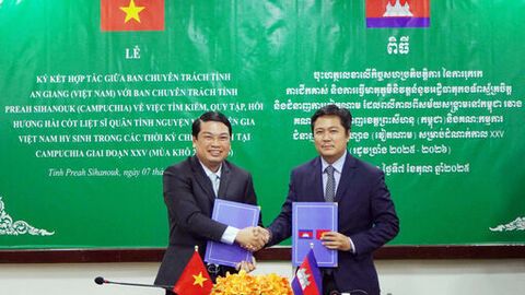 An Giang ký kết hợp tác tìm kiếm hài cốt liệt sĩ tại tỉnh Preah Sihanouk 