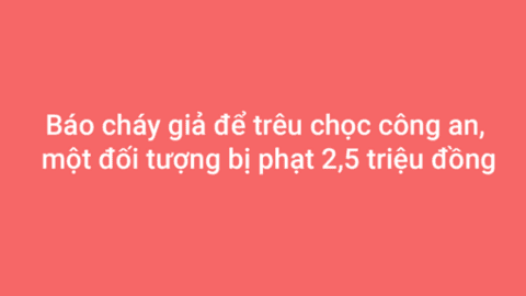 Báo cháy giả để trêu chọc công an, một đối tượng bị phạt 2,5 triệu đồng