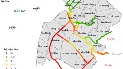 Mặn xâm nhập giảm vào đầu tuần, tăng chậm vào cuối tuần 