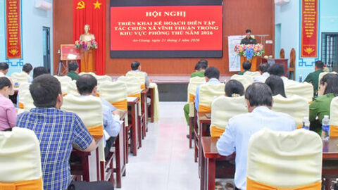 Xã Vĩnh Thuận triển khai kế hoạch và tập huấn diễn tập tác chiến trong khu vực phòng thủ năm 2026