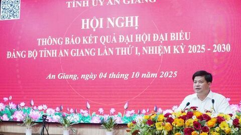 Thông báo nhanh kết quả Đại hội đại biểu Đảng bộ tỉnh An Giang lần thứ I, nhiệm kỳ 2025 - 2030 