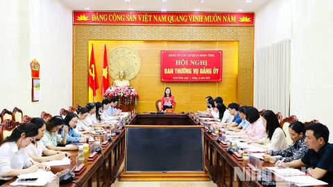 Ban Thường vụ Đảng ủy, Ban Chấp hành Đảng bộ các cơ quan Đảng tỉnh xem xét, thảo luận một số nội dung thuộc thẩm quyền