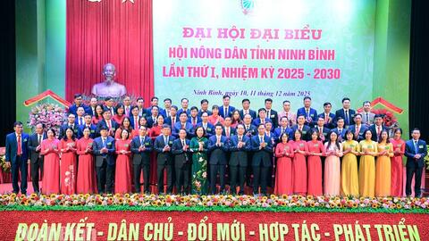 Đại hội đại biểu Hội Nông dân tỉnh Ninh Bình lần thứ I, nhiệm kỳ 2025-2030 thành công tốt đẹp