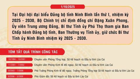 Tiểu sử đồng chí Đặng Xuân Phong, Bí thư Tỉnh ủy Ninh Bình, nhiệm kỳ 2025-2030