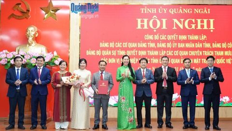 Tỉnh ủy công bố quyết định thành lập các đảng bộ, cơ quan