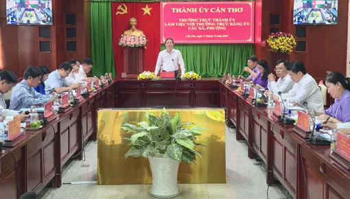 Phó Bí thư Thành ủy Trần Văn Huyến làm việc với Thường trực Đảng ủy 16 xã, phường 