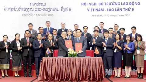 Hội nghị Bộ trưởng Lao động Việt Nam - Lào lần thứ 9 tại Ninh Bình