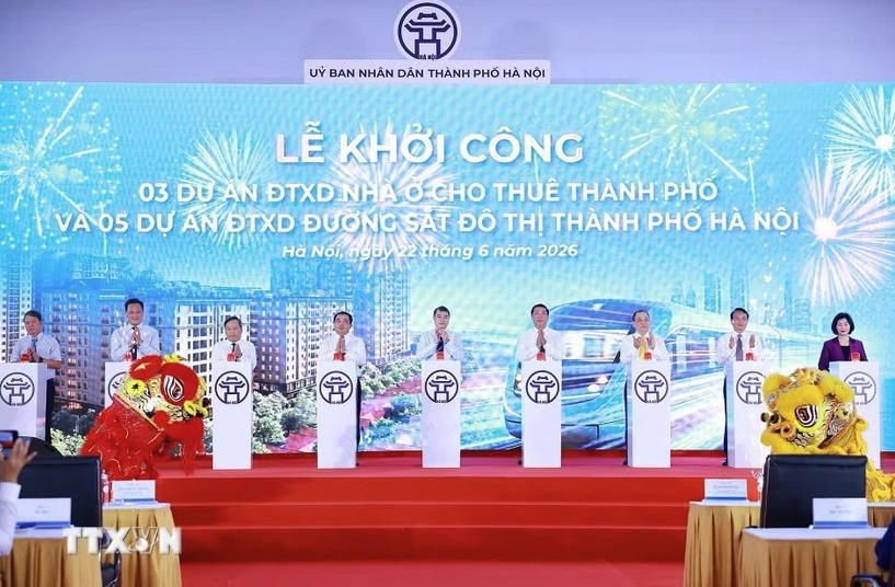 Đồng loạt khởi công 3 dự án nhà ở cho thuê và 5 dự án đường sắt đô thị thành phố Hà Nội