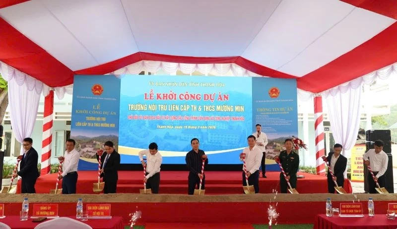 Thanh Hóa khởi công đồng loạt 10 trường phổ thông nội trú liên cấp tại các xã biên giới