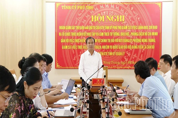 Đoàn giám sát theo Quyết định 440 của Ban Thường vụ Tỉnh ủy giám sát tại phường Nông Trang