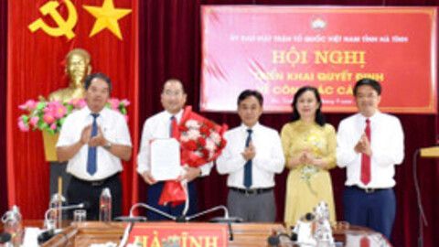 Điều động đồng chí Nguyễn Thế Hoàn đến công tác tại Ủy ban MTTQ tỉnh Hà Tĩnh
