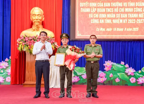 Công bố thành lập Đoàn TNCS Hồ Chí Minh Công an tỉnh Cà Mau