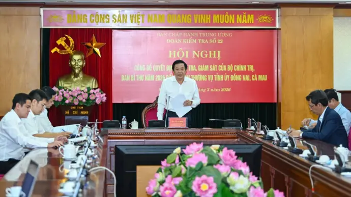 Công bố quyết định kiểm tra, giám sát của Bộ Chính trị, Ban Bí thư đối với Tỉnh uỷ Đồng Nai và Cà Mau