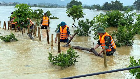 Nỗ lực khắc phục nứt, vỡ đê bao thuộc phường Phan Đình Phùng