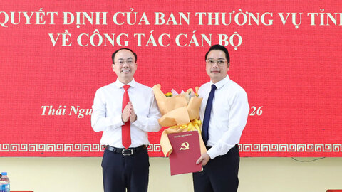 Công bố các quyết định của Ban Thường vụ Tỉnh ủy Thái Nguyên về công tác cán bộ