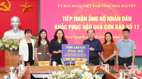 Tỉnh Lào Cai ủng hộ tỉnh Thái Nguyên 5 tỷ đồng khắc phục hậu quả bão số 11