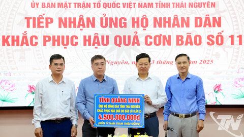 Tỉnh Quảng Ninh hỗ trợ tỉnh Thái Nguyên 5 tỷ đồng khắc phục hậu quả mưa lũ