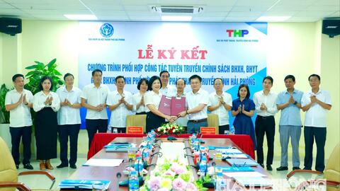 Báo và phát thanh, truyền hình Hải Phòng ký kết phối hợp tuyên truyền với Bảo hiểm Xã hội thành phố