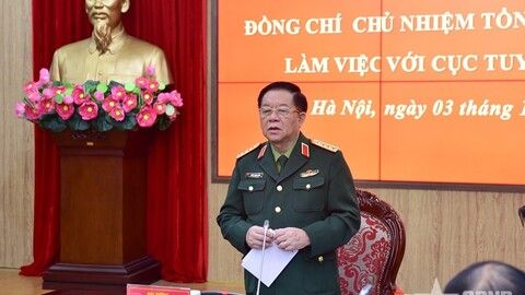 Đại tướng Nguyễn Trọng Nghĩa làm việc với Cục Tuyên huấn (Tổng cục Chính trị)