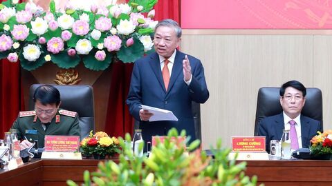 Ảnh: Tổng Bí thư Tô Lâm dự và chỉ đạo Hội nghị Đảng ủy Công an Trung ương năm 2025