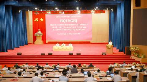 Bí thư Tỉnh ủy Dương Quốc Huy phát biểu tại Hội nghị giao ban công tác kiểm tra, giám sát và kỷ luật của Đảng