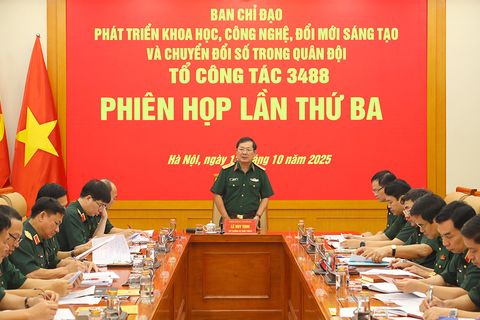Phiên họp lần thứ ba Tổ công tác về đột phá phát triển khoa học, công nghệ, đổi mới sáng tạo và chuyển đổi số trong Quân đội