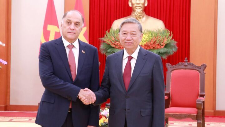 Ảnh: Tổng Bí thư Tô Lâm tiếp Thư ký Hội đồng An ninh quốc gia Belarus