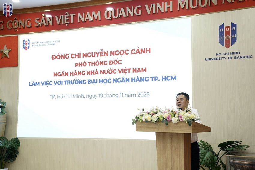 Phó Thống đốc Nguyễn Ngọc Cảnh làm việc với Ban lãnh đạo, cán bộ chủ chốt Trường Đại học Ngân hàng TP. Hồ Chí Minh