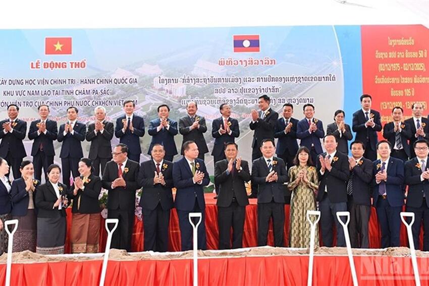 Khởi công công trình Học viện Chính trị-Hành chính quốc gia khu vực Nam Lào
