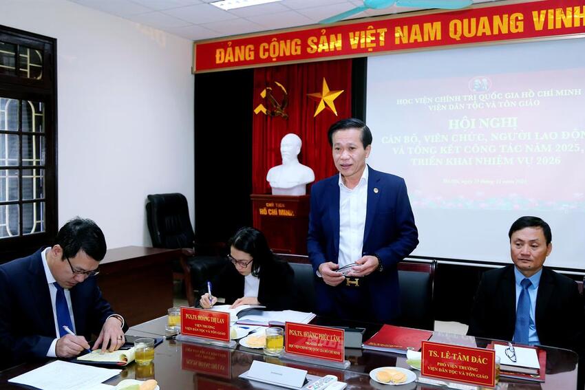 Viện Dân tộc và Tôn giáo tổ chức Hội nghị viên chức, người lao động và tổng kết công tác năm 2025, triển khai nhiệm vụ năm 2026