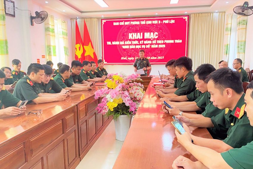 Ban Chỉ huy Phòng thủ khu vực 3 - Phú Lộc: Khai mạc Kỳ thi đánh giá kiến thức, kỹ năng số theo phong trào “Bình dân học vụ số” năm 2025